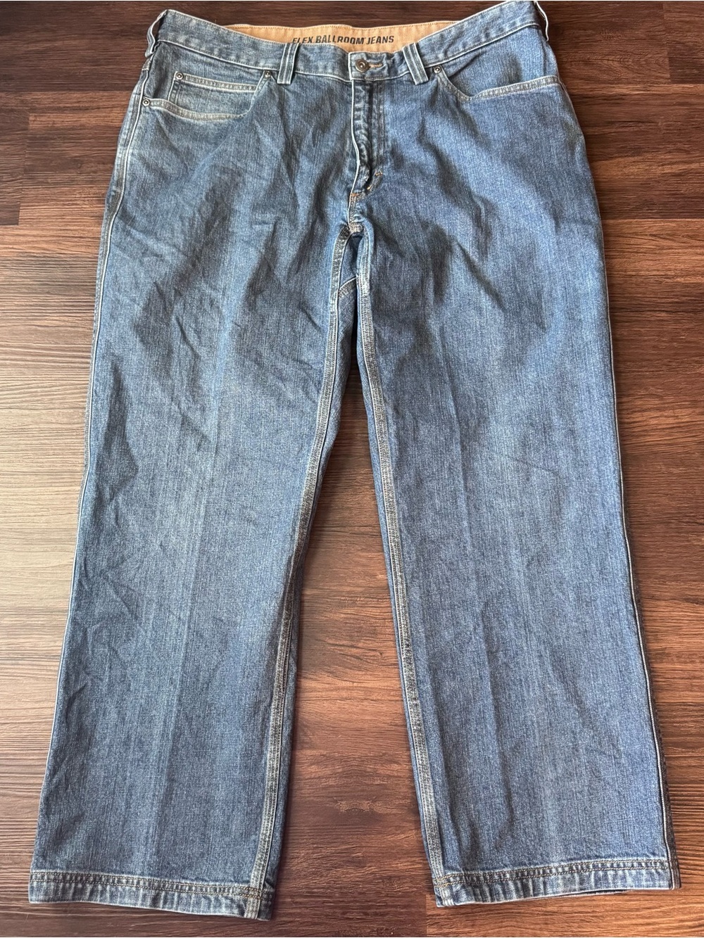 Duluth Trading Jeans Mens Fits 38x29 Blue Relaxed Flex Ballroom Denim Straight